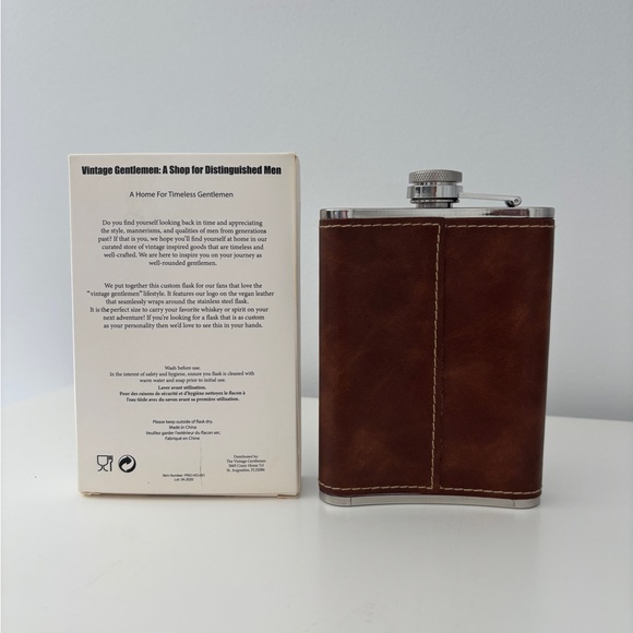 Vintage Gentleman Leather Wrapped Hip Flask - Picture 5 of 5